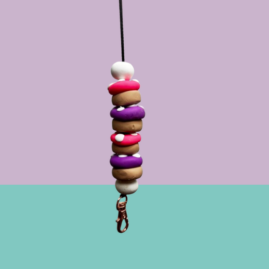 Whimsical Clay Mushroom Lanyard - Emma