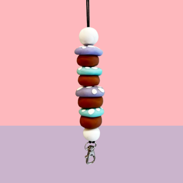 Whimsical Clay Mushroom Lanyard - Evie