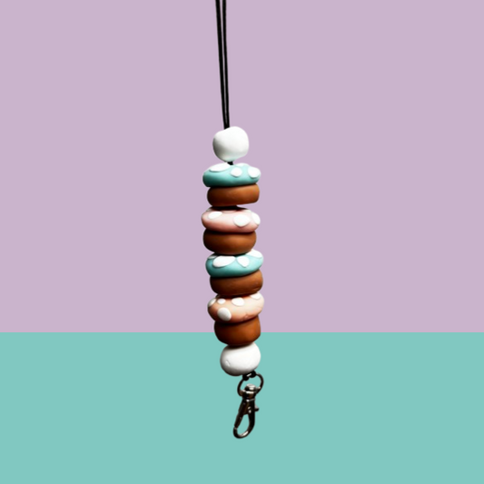 Whimsical Clay Mushroom Lanyard - Sylvie